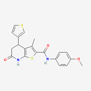 molecular formula C20H18N2O3S2 B11474791 N-(4-methoxyphenyl)-3-methyl-6-oxo-4-(thiophen-3-yl)-4,5,6,7-tetrahydrothieno[2,3-b]pyridine-2-carboxamide 