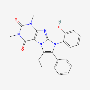 molecular formula C23H21N5O3 B11474805 6-ethyl-8-(2-hydroxyphenyl)-1,3-dimethyl-7-phenyl-1H-imidazo[2,1-f]purine-2,4(3H,8H)-dione 
