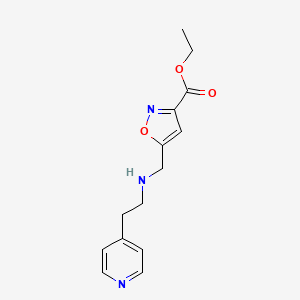 molecular formula C14H17N3O3 B11474828 Ethyl 5-({[2-(pyridin-4-yl)ethyl]amino}methyl)-1,2-oxazole-3-carboxylate 