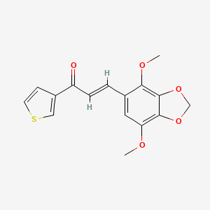 molecular formula C16H14O5S B11474941 (2E)-3-(4,7-dimethoxy-1,3-benzodioxol-5-yl)-1-(thiophen-3-yl)prop-2-en-1-one 