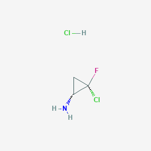 molecular formula C3H6Cl2FN B1147502 trans-2-Chloro-2-fluorocyclopropaneamine hydrochloride CAS No. 130340-17-9