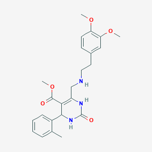 molecular formula C24H29N3O5 B11475083 Methyl 6-({[2-(3,4-dimethoxyphenyl)ethyl]amino}methyl)-4-(2-methylphenyl)-2-oxo-1,2,3,4-tetrahydropyrimidine-5-carboxylate 