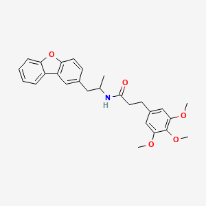 molecular formula C27H29NO5 B11475090 N-[1-(dibenzo[b,d]furan-2-yl)propan-2-yl]-3-(3,4,5-trimethoxyphenyl)propanamide 