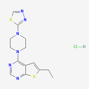 molecular formula C₁₄H₁₇ClN₆S₂ B1147513 6-Ethyl-4-[4-(1,3,4-thiadiazol-2-yl)-1-piperazinyl]thieno[2,3-d]pyrimidine Hydrochloride CAS No. 1359873-45-2