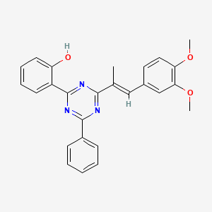molecular formula C26H23N3O3 B11475176 2-{4-[(1E)-1-(3,4-dimethoxyphenyl)prop-1-en-2-yl]-6-phenyl-1,3,5-triazin-2-yl}phenol 