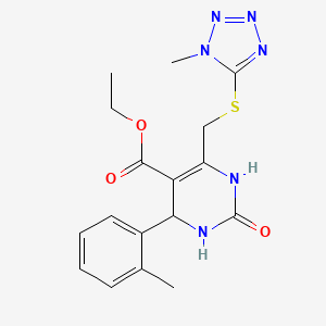 molecular formula C17H20N6O3S B11475183 ethyl 4-(2-methylphenyl)-6-{[(1-methyl-1H-tetrazol-5-yl)sulfanyl]methyl}-2-oxo-1,2,3,4-tetrahydropyrimidine-5-carboxylate 