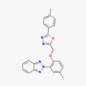 molecular formula C23H19N5O2 B11475187 2-(5-methyl-2-{[5-(4-methylphenyl)-1,3,4-oxadiazol-2-yl]methoxy}phenyl)-2H-benzotriazole 
