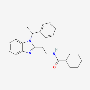 molecular formula C24H29N3O B11475272 N-{2-[1-(1-phenylethyl)-1H-benzimidazol-2-yl]ethyl}cyclohexanecarboxamide 