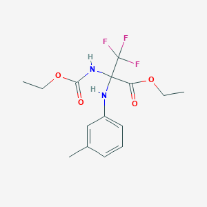 molecular formula C15H19F3N2O4 B11475460 ethyl N-(ethoxycarbonyl)-3,3,3-trifluoro-2-[(3-methylphenyl)amino]alaninate 