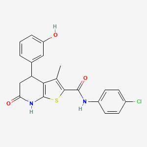 molecular formula C21H17ClN2O3S B11475505 N-(4-chlorophenyl)-4-(3-hydroxyphenyl)-3-methyl-6-oxo-4,5,6,7-tetrahydrothieno[2,3-b]pyridine-2-carboxamide 