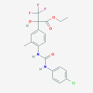 molecular formula C19H18ClF3N2O4 B11475533 Ethyl 2-(4-{[(4-chlorophenyl)carbamoyl]amino}-3-methylphenyl)-3,3,3-trifluoro-2-hydroxypropanoate 