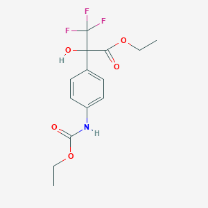 molecular formula C14H16F3NO5 B11475541 Ethyl 2-{4-[(ethoxycarbonyl)amino]phenyl}-3,3,3-trifluoro-2-hydroxypropanoate 