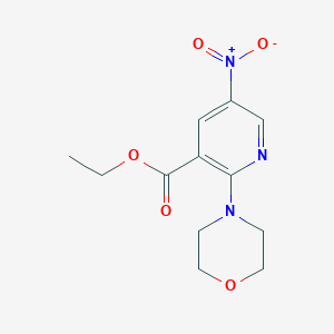 molecular formula C12H15N3O5 B11475570 Ethyl 2-(morpholin-4-yl)-5-nitropyridine-3-carboxylate 