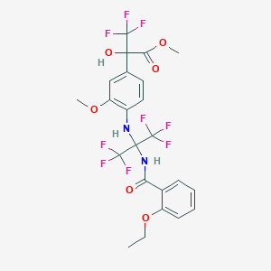 molecular formula C23H21F9N2O6 B11475574 Methyl 2-{4-[(2-{[(2-ethoxyphenyl)carbonyl]amino}-1,1,1,3,3,3-hexafluoropropan-2-yl)amino]-3-methoxyphenyl}-3,3,3-trifluoro-2-hydroxypropanoate 