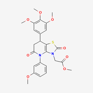 molecular formula C25H26N2O8S B11475643 methyl [4-(3-methoxyphenyl)-2,5-dioxo-7-(3,4,5-trimethoxyphenyl)-4,5,6,7-tetrahydro[1,3]thiazolo[4,5-b]pyridin-3(2H)-yl]acetate 