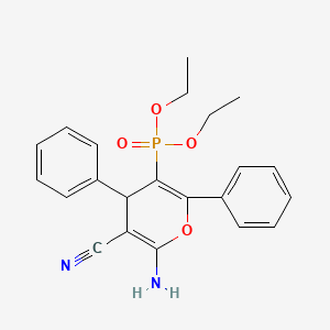 molecular formula C22H23N2O4P B11475917 diethyl (6-amino-5-cyano-2,4-diphenyl-4H-pyran-3-yl)phosphonate 