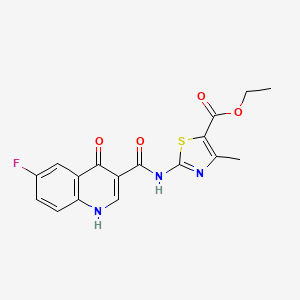 molecular formula C17H14FN3O4S B11475926 Ethyl 2-{[(6-fluoro-4-hydroxy-3-quinolyl)carbonyl]amino}-4-methyl-1,3-thiazole-5-carboxylate 