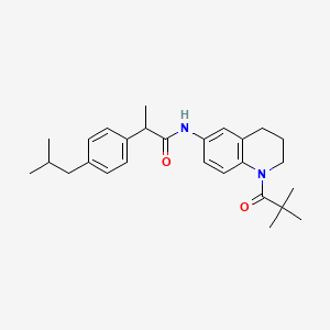 molecular formula C27H36N2O2 B11476227 N-[1-(2,2-dimethylpropanoyl)-1,2,3,4-tetrahydroquinolin-6-yl]-2-[4-(2-methylpropyl)phenyl]propanamide 