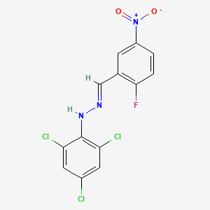 molecular formula C13H7Cl3FN3O2 B11476244 (1E)-1-(2-fluoro-5-nitrobenzylidene)-2-(2,4,6-trichlorophenyl)hydrazine 