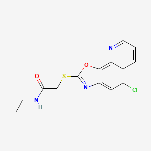molecular formula C14H12ClN3O2S B11476303 2-[(5-chloro[1,3]oxazolo[4,5-h]quinolin-2-yl)sulfanyl]-N-ethylacetamide 