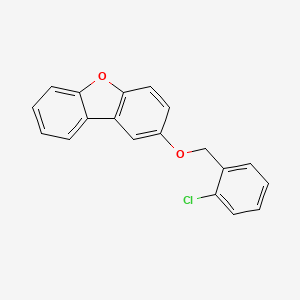 molecular formula C19H13ClO2 B11476313 2-[(2-Chlorobenzyl)oxy]dibenzo[b,d]furan 