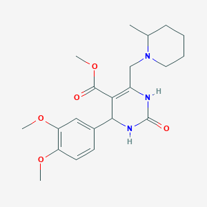 molecular formula C21H29N3O5 B11476332 Methyl 4-(3,4-dimethoxyphenyl)-6-[(2-methylpiperidin-1-yl)methyl]-2-oxo-1,2,3,4-tetrahydropyrimidine-5-carboxylate 