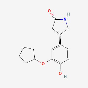 molecular formula C15H19NO3 B1147646 (R)-4-(3-(Cyclopentyloxy)-4-hydroxyphenyl)pyrrolidin-2-one CAS No. 347148-59-8