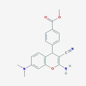 molecular formula C20H19N3O3 B11476597 methyl 4-[2-amino-3-cyano-7-(dimethylamino)-4H-chromen-4-yl]benzoate 
