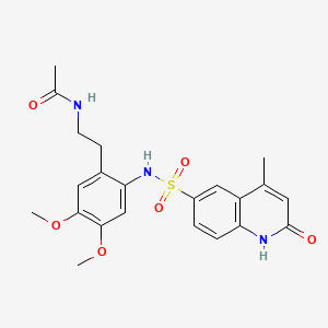 molecular formula C22H25N3O6S B11476654 N-[2-(4,5-dimethoxy-2-{[(4-methyl-2-oxo-1,2-dihydroquinolin-6-yl)sulfonyl]amino}phenyl)ethyl]acetamide 