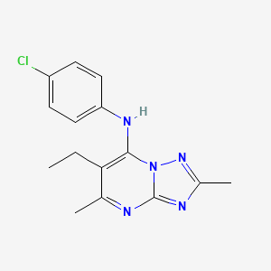molecular formula C15H16ClN5 B11476741 N-(4-chlorophenyl)-6-ethyl-2,5-dimethyl[1,2,4]triazolo[1,5-a]pyrimidin-7-amine 