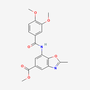 molecular formula C19H18N2O6 B11476772 Methyl 7-{[(3,4-dimethoxyphenyl)carbonyl]amino}-2-methyl-1,3-benzoxazole-5-carboxylate 