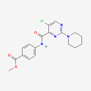molecular formula C18H19ClN4O3 B11476789 Methyl 4-({[5-chloro-2-(piperidin-1-yl)pyrimidin-4-yl]carbonyl}amino)benzoate 