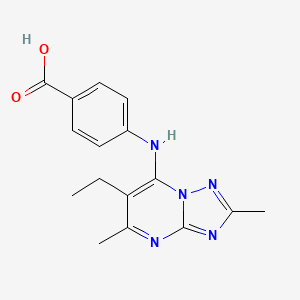 molecular formula C16H17N5O2 B11476936 4-[(6-Ethyl-2,5-dimethyl[1,2,4]triazolo[1,5-a]pyrimidin-7-yl)amino]benzoic acid 