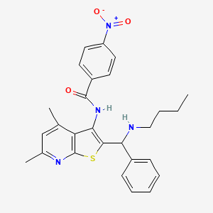 molecular formula C27H28N4O3S B11477033 N-{2-[(butylamino)(phenyl)methyl]-4,6-dimethylthieno[2,3-b]pyridin-3-yl}-4-nitrobenzamide 