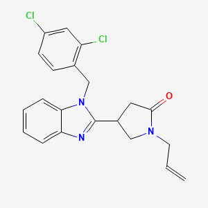 molecular formula C21H19Cl2N3O B11477301 4-[1-(2,4-dichlorobenzyl)-1H-benzimidazol-2-yl]-1-(prop-2-en-1-yl)pyrrolidin-2-one 