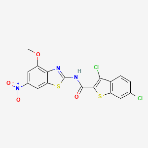 molecular formula C17H9Cl2N3O4S2 B11478376 3,6-dichloro-N-(4-methoxy-6-nitro-1,3-benzothiazol-2-yl)-1-benzothiophene-2-carboxamide 