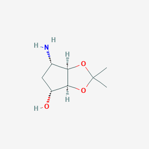 molecular formula C₈H₁₅NO₃ B1147839 (3aS,4R,6S,6aR)-6-Amino-2,2-dimethyltetrahydro-3aH-cyclopenta[d][1,3]dioxol-4-ol CAS No. 592533-90-9