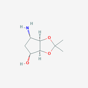 molecular formula C₈H₁₅NO₃ B1147839 (3aS,4R,6S,6aR)-6-amino-2,2-dimethyl-hexahydrocyclopenta[d][1,3]dioxol-4-ol CAS No. 592533-90-9