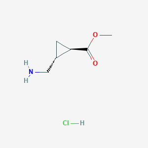 molecular formula C6H12ClNO2 B1148033 trans-2-(Aminomethyl)cyclopropanecarboxylic acid methyl ester hydrochloride CAS No. 132592-84-8