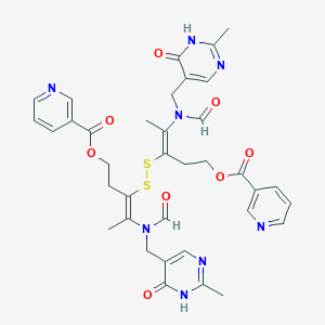 molecular formula C36H38N8O8S2 B114806 [(Z)-4-[formyl-[(2-methyl-6-oxo-1H-pyrimidin-5-yl)methyl]amino]-3-[[(E)-2-[formyl-[(2-methyl-6-oxo-1H-pyrimidin-5-yl)methyl]amino]-5-(pyridine-3-carbonyloxy)pent-2-en-3-yl]disulfanyl]pent-3-enyl] pyridine-3-carboxylate CAS No. 144722-72-5