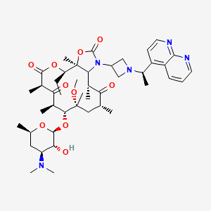 molecular formula C44H65N5O10 B1148086 (3aS,4R,7R,9R,10R,11R,13R,15R,15aR)-4-Ethyloctahydro-11-methoxy-3a,7,9,11,13,15-hexamethyl-1-[1-[(1R)-1-(1,8-naphthyridin-4-yl)ethyl]-3-azetidinyl]-10-[[3,4,6-trideoxy-3-(dimethylamino)-beta-D-xylo-hexopyranosyl]oxy]-2H-oxacyclotetradecino[4,3-d]oxazole-2,6,8,14(1H,7H,9H)tetrone CAS No. 893556-85-9