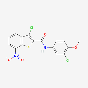 molecular formula C16H10Cl2N2O4S B11480982 3-chloro-N-(3-chloro-4-methoxyphenyl)-7-nitro-1-benzothiophene-2-carboxamide 
