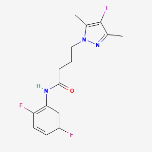 molecular formula C15H16F2IN3O B11481018 N-(2,5-difluorophenyl)-4-(4-iodo-3,5-dimethyl-1H-pyrazol-1-yl)butanamide 