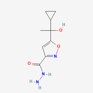 molecular formula C9H13N3O3 B11481026 5-(1-Cyclopropyl-1-hydroxyethyl)-1,2-oxazole-3-carbohydrazide 