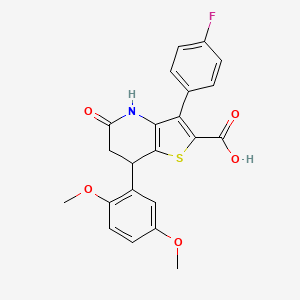 molecular formula C22H18FNO5S B11481064 7-(2,5-Dimethoxyphenyl)-3-(4-fluorophenyl)-5-oxo-4,5,6,7-tetrahydrothieno[3,2-b]pyridine-2-carboxylic acid 