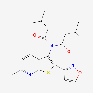 molecular formula C22H27N3O3S B11481076 N-[4,6-dimethyl-2-(1,2-oxazol-3-yl)thieno[2,3-b]pyridin-3-yl]-3-methyl-N-(3-methylbutanoyl)butanamide 
