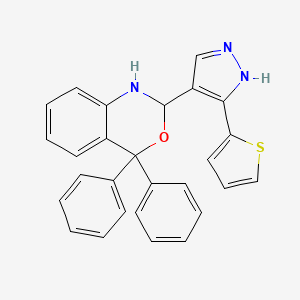 molecular formula C27H21N3OS B11481083 4,4-diphenyl-2-[3-(thiophen-2-yl)-1H-pyrazol-4-yl]-1,4-dihydro-2H-3,1-benzoxazine 