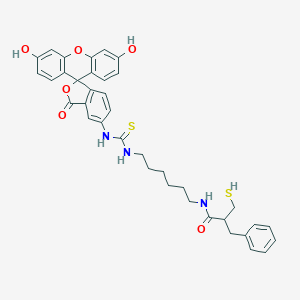 molecular formula C37H37N3O6S2 B114811 N-(Fluoresceinyl)-N'-(1-(6-(3-mercapto-2-benzyl-1-oxopropyl)amino)-1-hexyl)thiocarbamide CAS No. 145724-06-7
