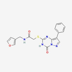 molecular formula C18H15N5O3S B11481372 N-(furan-3-ylmethyl)-2-[(4-oxo-8-phenyl-3,4-dihydropyrazolo[1,5-a][1,3,5]triazin-2-yl)sulfanyl]acetamide 