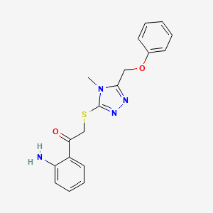 molecular formula C18H18N4O2S B11481462 1-(2-aminophenyl)-2-{[4-methyl-5-(phenoxymethyl)-4H-1,2,4-triazol-3-yl]sulfanyl}ethanone 